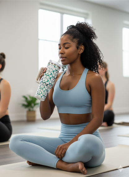 40oz holographic monogram travel cup – white