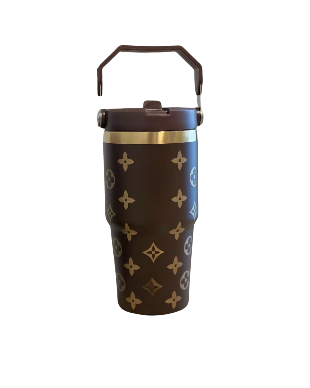 Luxury LV flip-straw travel cup