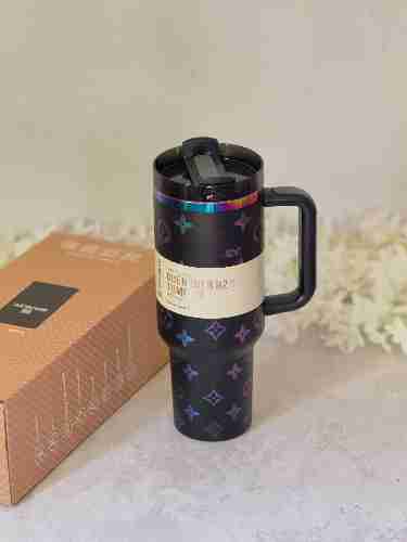 40oz luxury-inspired travel cup – rainbow black