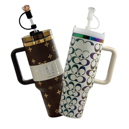 Luxury double set H2.0 40oz travel cup with straw and keyring